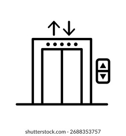 ícone do elevador ilustração vetor, pictograma isolado no fundo branco. cor editável	