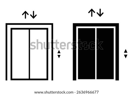 Elevator icon vector, lift silhouette and line symbol on white background. Passenger transportation business concept. elevator vector illustration.