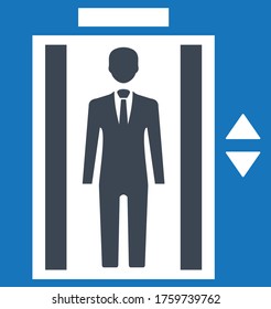 Elevator icon.Lift with human icon vector illustration 