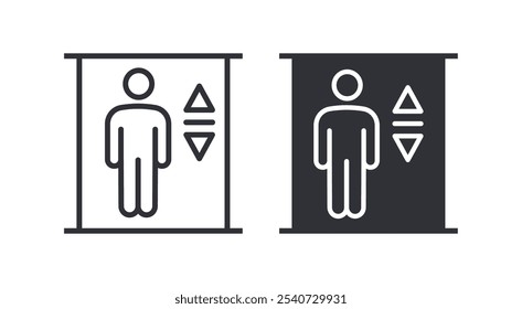 Ícones do elevador no fundo branco. Ilustração vetorial.