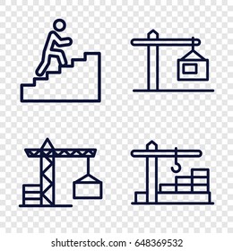 Elevator icons set. set of 4 elevator outline icons such as construction crane, construction  crane