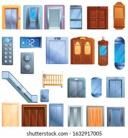 Elevator icons set. Cartoon set of Elevator vector icons for web design