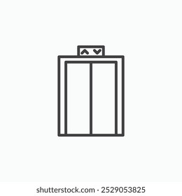 Conjunto de iconos de ascensor. Ilustración llena y de línea