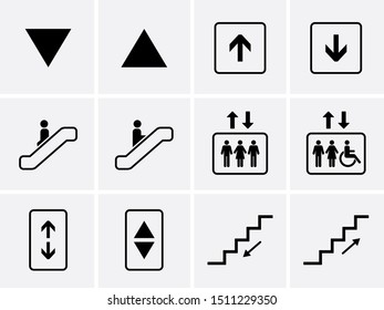 Elevator Icons Set. Vector Lift Sign