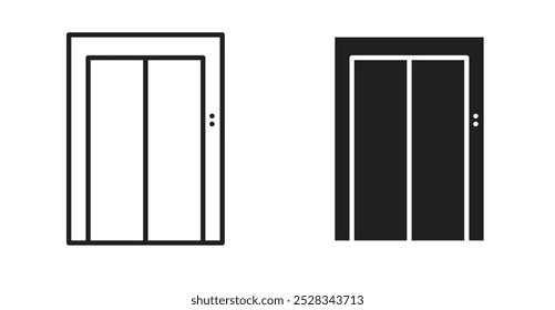 Iconos de ascensor. Conjunto de Vector en estilo relleno y línea.