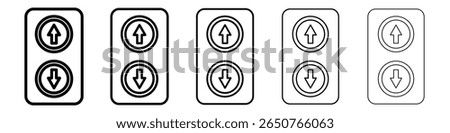 Elevator, lift button icon set