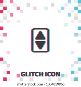 Elevator or lift buttons  glitch effect vector icon.