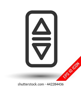 Elevator or lift buttons icon. Simple flat logo of elevator buttons isolated on white background. Vector illustration.