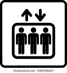 Elevator Lift flat black vector icon.