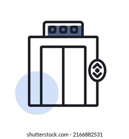 Ascensor, elevando icono aislado de vector plano. Símbolo gráfico del sitio web de viajes y turismo y diseño de aplicaciones, logotipo, aplicación, interfaz de usuario