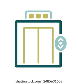 Aufzug, Aufzug mit flacher Vektorgrafik isoliert Symbol. Graph-Symbol für Reise-und Tourismus-Website und App Design, Logo, App, UI