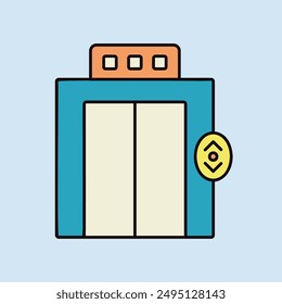 Aufzug, Aufzug mit flacher Vektorgrafik isoliert Symbol. Graph-Symbol für Reise-und Tourismus-Website und App Design, Logo, App, UI