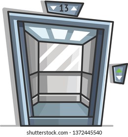 Elevator lift floor doors opened