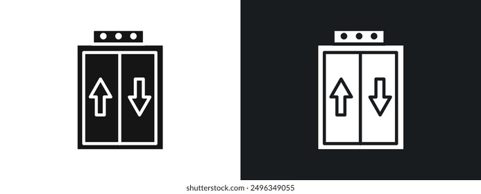 Icono de elevación de ascensor conjunto de gráficos lineales Vector en negro