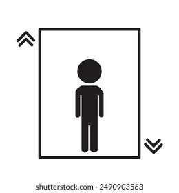 Elevator lift icon man, invalid and arrows up down icons set. Elevator, lift icons. Exit icon