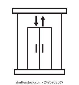 Elevator lift icon man, invalid and arrows up down icons set. Elevator, lift icons. Exit icon