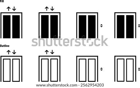 Elevator Lift Icon Set with Arrow Vector