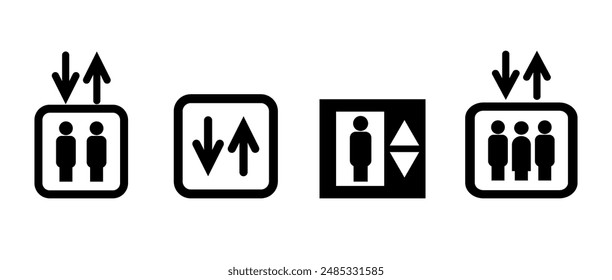 Elevator, lift icon set. Vector graphic illustration.