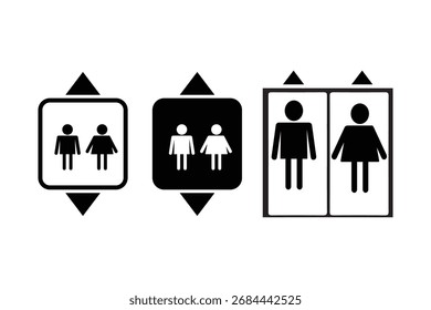 Ascensor, ascensor icono conjunto. Vector ilustración gráfica.