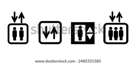 Elevator, lift icon set. Vector graphic illustration.