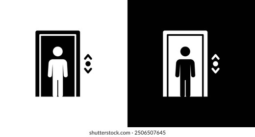 elevator lift icon Thin line illustration set
