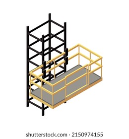 Composición isométrica del elevador con imagen aislada del dispositivo de accesibilidad en la ilustración vectorial de fondo en blanco