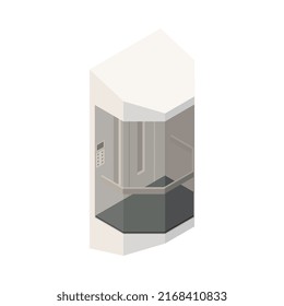 Elevator lift isometric composition with isolated image of accessibility appliance on blank background vector illustration