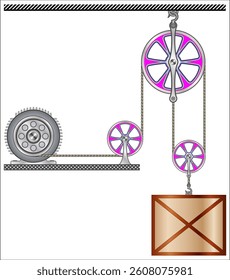 An elevator, lift, is a machine that vertically transports people or freight between levels. They are typically powered by electric motors that drive traction cables and counterweight.
