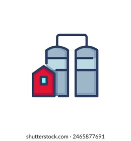 Elevator line icon. Building, grain containers, tank, warehouse, storage isolated outline sign. Grain production, agriculture, harvest concept. Vector illustration, symbol element for web design