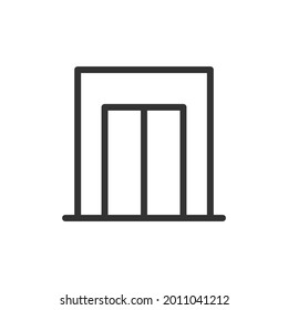 Elevator line icon, sign or symbol. Premium pictogram in trendy outline style. Elevator pixel perfect vector icon isolated on a white background. 