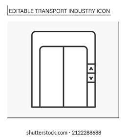  Elevator line icon.Platform for raising and lowering people or things to different levels.Industry type concept. Isolated vector illustration. Editable stroke