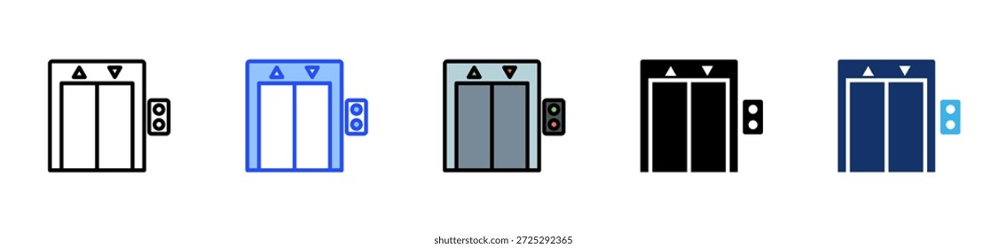 Aufzug Lobby Icon Kollektion mit mehreren Stilen