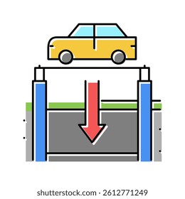 elevator lowering car on underground parking color icon vector. elevator lowering car on underground parking sign. isolated symbol illustration