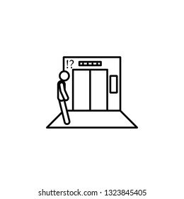 in elevator, man, confused icon. Element of situation in elevator icon. Premium quality graphic design icon. Signs and symbols collection icon