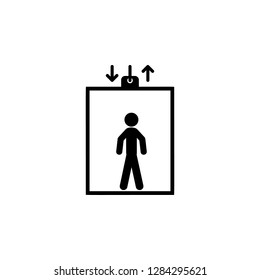 ascensor, hombre en icono del ascensor. Simple vector de glifo de iconos de conjunto universal para UI y UX, sitio web o aplicación móvil
