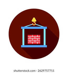 Elevador mini ilustração ícone de cor plana arredondado, uso para engenharia civil, indústria, construção, UI, kit UX, aplicativo e desenvolvimento web, digital ou impressão.