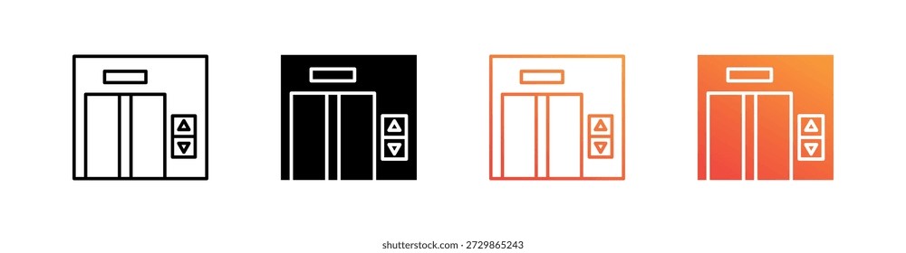 Conjunto de ícones de estilo múltiplo do elevador