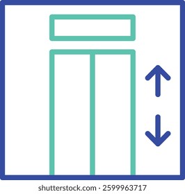 Elevator outline dual color vector illustration icon design