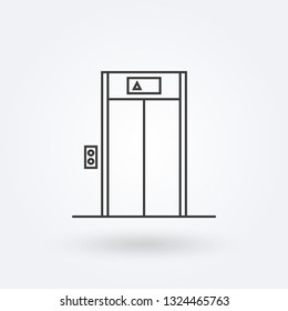 Elevator Outline Icon. Lift Sign In The Lobby Or Building. Vector Illustration.