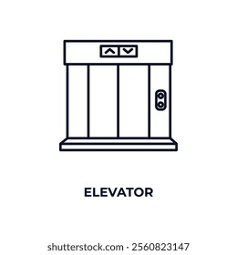 elevator outline icon. Linear vector from hotel concept. Thin line elevator icon isolated on white background