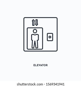 elevator outline icon. Simple linear element illustration. Isolated line elevator icon on white background. Thin stroke sign can be used for web, mobile and UI.