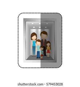 elevator with people inside icon image, vector illustration