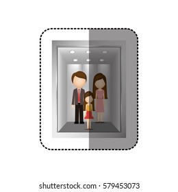 Elevator With People Inside Icon Image, Vector Illustration