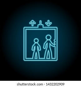 elevator, people in the elevator neon icon. Simple thin line, outline vector of universal icons for UI and UX, website or mobile application