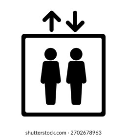 Ícone do pictograma do elevador - Símbolo preto e branco simples para cartaz e design da interface do usuário