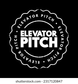Elevatorpech - Kurzbeschreibung einer Idee, eines Produkts oder einer Firma, die das Konzept in kurzer Zeit erklärt, Textbegriff-Stempel