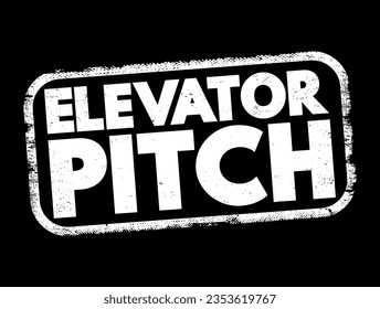 Pitch del elevador - breve descripción de una idea, producto o empresa que explica el concepto en un corto periodo de tiempo, sello de concepto de texto