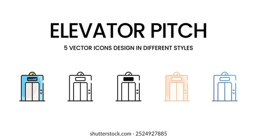 Elevador Pitch ícones de vetor definido pronto para usar ilustração de estoque