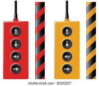 Elevator remote control and protection ribbon. Vector illustration. Isolated on white background.