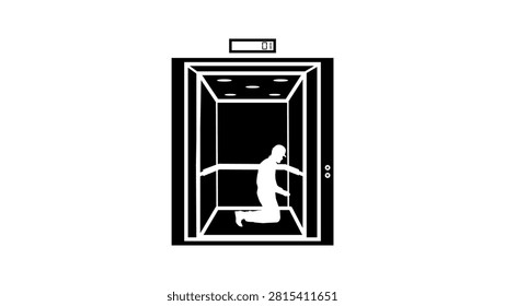 Elevator repair, black isolated vector silhouette